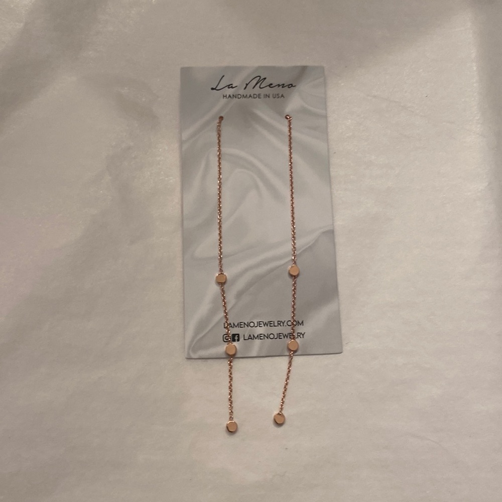 NWT LA Meno Rose Gold Threader Earrings